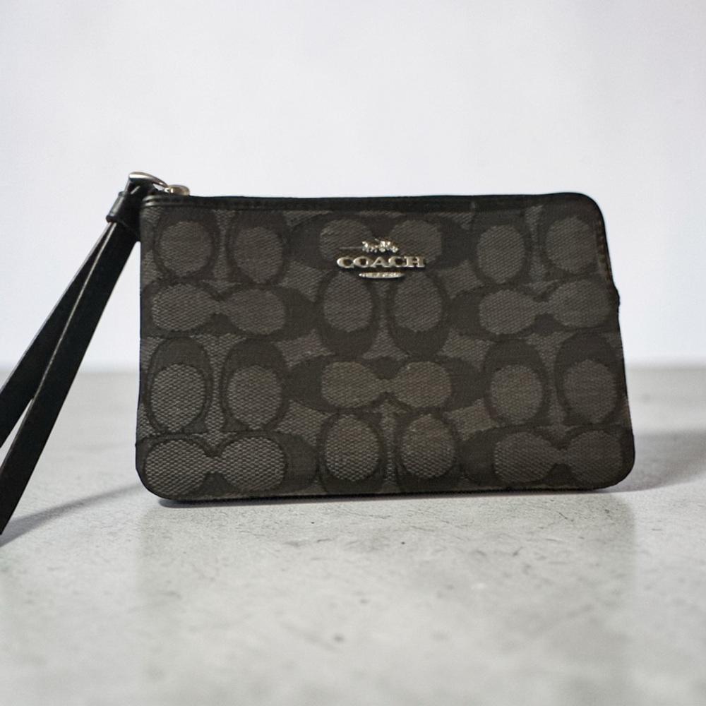Coach Black Signature Canvas Wristlet